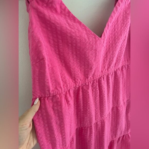 Juicy Couture Pink Cotton Tiered Midi Summer Dress with Pockets - Picture 7 of 14